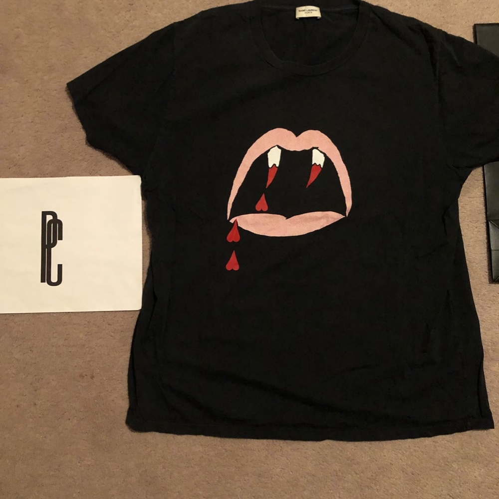 Saint Laurent "Blood Luster Vampire Lips" T-Shirt - Picture 2 of 8